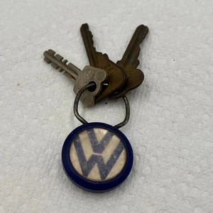 Vintage VW Blue Logo Key Chain Fob Volkswagen Freeway Volkswagen HAS WEAR W KEYS - Picture 1 of 8