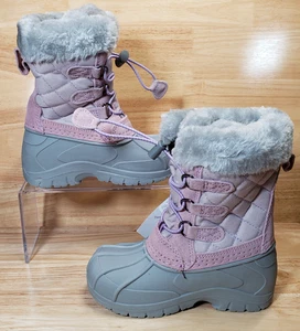 NUEVO~TOTES Niños Niñas Talla 10M Rosa/Púrpura Pull On Botas para Nieve Borde de Piel Sintética - Imagen 1 de 11