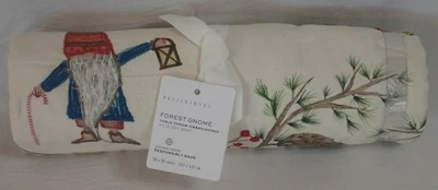 NWT POTTERY BARN EMBROIDERED FOREST GNOME TABLE THROW 50" SQUARE $129 MSRP - Image 1 of 4