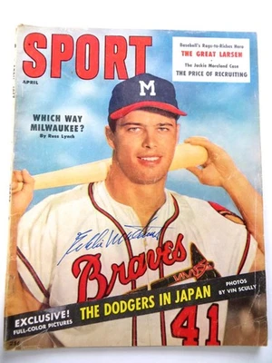 Eddie Mathews Signed Autographed Magazine SPORT 1957 Braves JSA AG71424 - Image 1 of 4