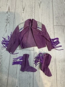 Vintage Mattel Western Fun Ken Purple Fringe Jacket And Shoe Covers Read Desc - Picture 1 of 7