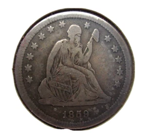 1859-O LIBERTY SEATED QUARTER 25c COIN NEW ORLEANS MINT NICE RARE EARLY DATE - Picture 1 of 2