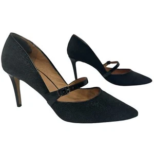 Halogen Black Pointed Toe Glitter Mary Jane Pumps 9.5 Whimsigoth Dressy Heels - Picture 1 of 14