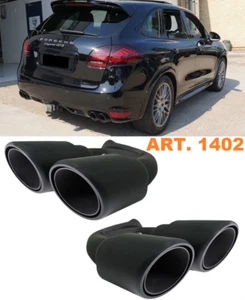 1402 COPPIA TERMINALI DI SCARICO PORSCHE CAYENNE 2010-2014 ACCIAIO NERO - Imagen 1 de 7