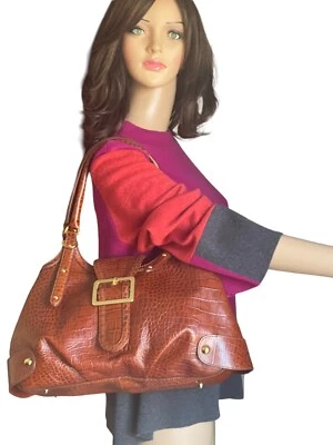 MAXX New York Croco-Embossed Premium Leather Large Satchel Handbag NEW! - Image 1 of 4