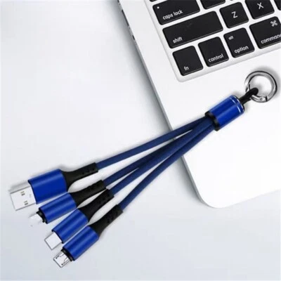 Keychain Micro iOS USB Charging Phone 3 in 3A USB Type-C Cable Fast 1 Charger - Image 1 of 4