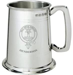Henderson Clan Crest Tankard 1 Pint Pewter - Picture 1 of 2