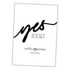 Personalisiertes Schild "YES" mit Wunsch Koordinaten Namen Geschenk Dekoration P