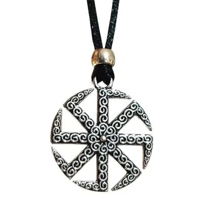 Kolovrat Sonnenrad Anhänger Halskette Spirale 8 Beinig Slawische Sonne Kordel... - Bild 1 von 4