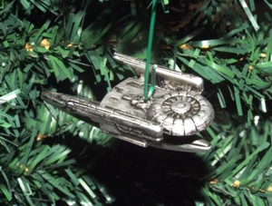 STAR TREK MICRO MACHINES CUSTOM USS GRISSOM SILVER CHRISTMAS ORNAMENT - Picture 1 of 5