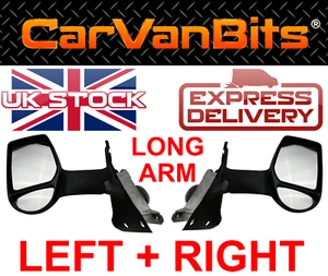 FOR FORD TRANSIT MK6 MK7 00-13 COMPLETE DOOR MIRROR BLACK HOUSING GLASS PAIR - Picture 1 of 8