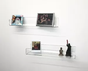Clear Acrylic Wall Shelves Pack of 2 - Picture 1 of 4