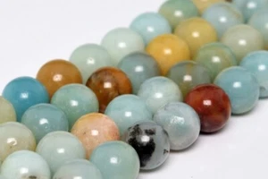 Natural Multicolor Blue Amazonite Round Loose Beads 4/6/8/10/12/15-16MM - Picture 1 of 16