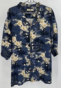 Tommy Bahama Hawaiian Shirt Mens Extra Large 100% Silk Floral Copyrighted Print - Picture 1 of 7