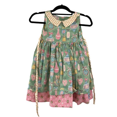Vestido Dulce Petunia Niñas 7 De Colección Navidad Verde Menta Rosa Cuello Peter Pan Foto 1 de 4