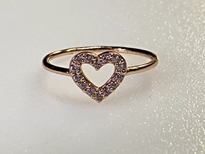 Sterling Silver 925 Ring Gold Plated Heart Cubic Zirconia 0.86g Size L - Picture 1 of 10