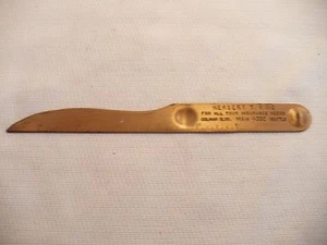 Vintage Brass Advertising Ruler/Letter Opener, Herbert King Insurance Seattle - Picture 1 of 6