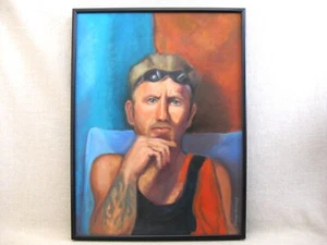 Male Portrait Oil Painting Swimmer Athlete Framed Original Fine Art - Picture 1 of 4