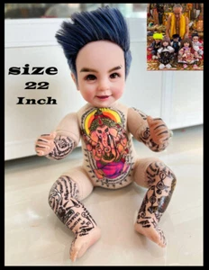 Thai Amulet Charming Luk Thep Boy Sweet Full Yant Body strong Lucky ,Love Aj Kom - Picture 1 of 7