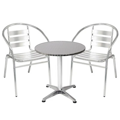 Mojawo® 3-tlg Bistrogarnitur Balkonset Rund Ø 60cm Aluminium Stehtisch H70/110cm - Bild 1 von 4