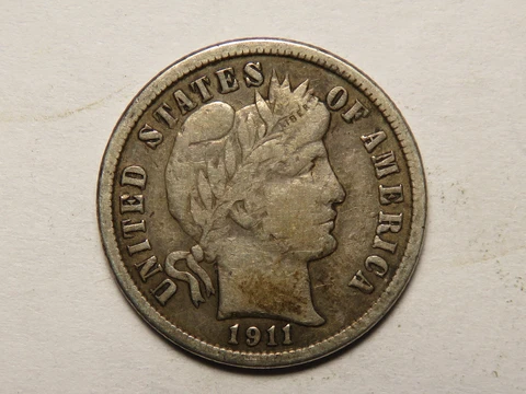 1911-P Barber Dime, VF/XF Cover