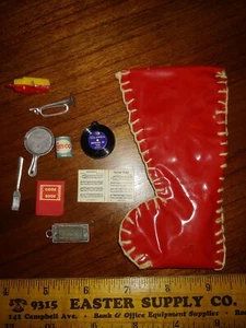 5 1/4" Vinyl Doll Christmas Holiday Stocking Filled w/ 1950s Doll Kitchen Toys - Picture 1 of 8