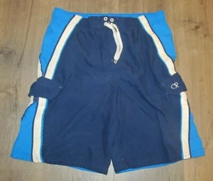 Boys Ocean Pacific OP Swim Trunks Size L(10/12 Blues and White Trim Lined - Picture 1 of 2