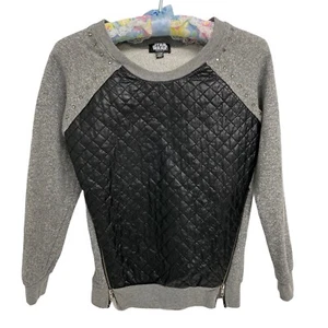 Star Wars Girls Gray Sweater Faux Leather Front Size M (10/12) - Picture 1 of 10
