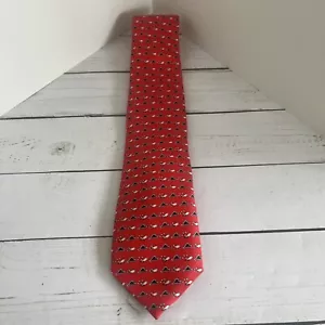 Vineyard Vines Tie Martha’s Vineyard Shep & Ian Red With Whales Navy 100% Silk - Picture 1 of 9