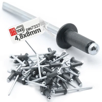 Rivets aveugles DIN 7337 4,8 x 8 mm aluminium/acier 100 pcs RAL 7016 - Photo 1/4