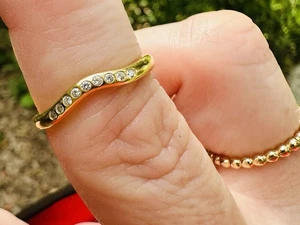 Tiffany & Co. Curve Wedding Stacking Diamond 18k Yellow Gold Elsa Peretti Band 6 - Picture 1 of 23