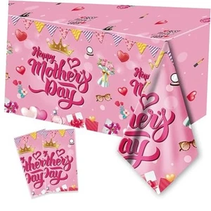 2PC Mothers Day Tablecloth Disposable - 108" × 54", Happy Mothers Day Table - Picture 1 of 8