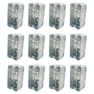 QLVILY 12 Packs 4x2 Inch Metal Electrical Box Single Gang Electrical Box Ten 1/2 Inc