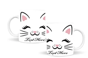 Personalisierte lustige weiße Keramiktasse Katzengesicht 11 Unzen Geschenk für Katzenliebhaber - Bild 1 von 25