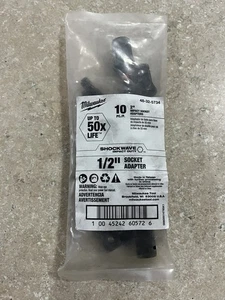 SHOCKWAVE 1/4" Hex to 1/2" Square Socket Adapter Bulk 10 Milwaukee  48-32-5734 - Picture 1 of 3