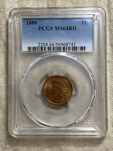 1899 Indian Head 1c Cent PCGS MS64RD Near Gem High End Coin Lovely Red - Picture 1 of 8