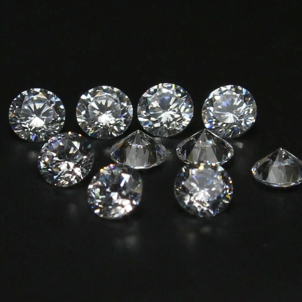 1 mm Round Cut White Diamond Simulated Loose Diamond 10 PC#286 - Image 1 of 1
