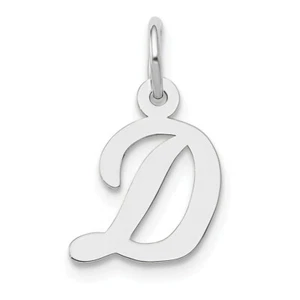 Hombres Mujer 14K Oro Blanco Pulido Letra Inicial D Colgante Para Collar - Imagen 1 de 3