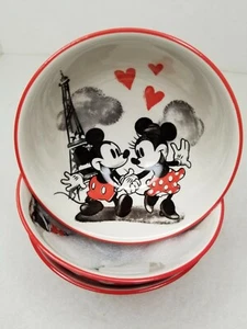 Disney Mickey & Minnie Mouse Love in Paris Ceramic Tidbit Bowl Set of 3 Hearts - Picture 1 of 7