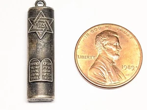 Vintage Sterling Silber Oval Mezuzah Anhänger - Bild 1 von 16