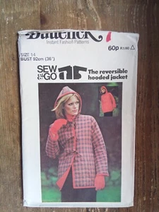 4457 Sew & Go Reversible Jacket Size 14 Uncut Vintage Butterick Sewing Pattern - Picture 1 of 2