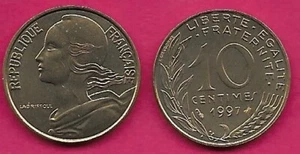 FRANCE 10 CENTIMES 1997 UNC LIBERTY BUST LEFT,DENOMINATION ABOVE DATE,GRAIN - Picture 1 of 1