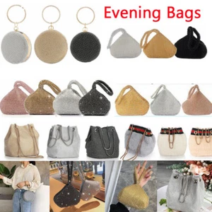 Moda Mujeres Cristal Estrás Noche Bolso de mano Fiesta Boda Cartera - Imagen 1 de 132