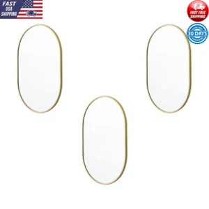 Juego de 3 espejos oblongos dorados para interiores con marcos de aluminio decorativos cadena extraíble - Imagen 1 de 2