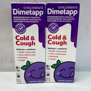 2 Pack Children's Dimetapp Grape Cold & Cough Medicine, 8 fl oz, Exp 03/26+ - Picture 1 of 5