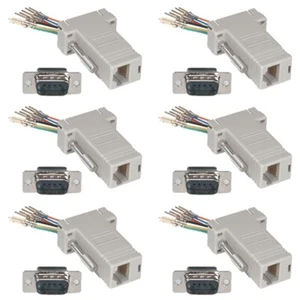6 Pcs DB9 9-Pin RS232 Male to RJ11 RJ12 6P6C Phone Line Adapter Modular Ivory - Picture 1 of 1