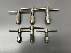 (L) VINTAGE MACHINIST 6-TEILIG T-GRIFF GEWINDEBOHRERSCHLÜSSEL SET - STARRETT MILLERS FALLS - USA - Bild 1 von 7