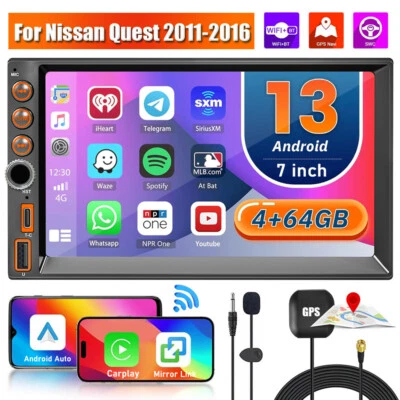 4+64G For Nissan Quest 2011-2016 Android 13 Carplay Car Stereo Radio GPS WiFi FM - Image 1 of 4