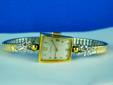 VINTAGE JUVENIA ASYMMETRICAL 17J SWISS  18K GOLD PLATE LADIES WATCH C.1960s