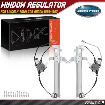 2x Regulador de ventana eléctrica con motor para Lincoln Town Car 93-97 delantero izquierdo y derecho Foto 1 de 4